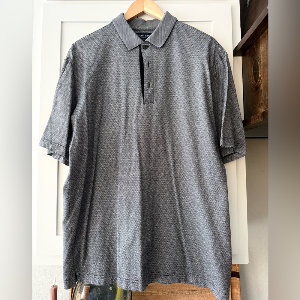 Austin Reed London Knit Polo Shirt Double Mercerized Cotton Large